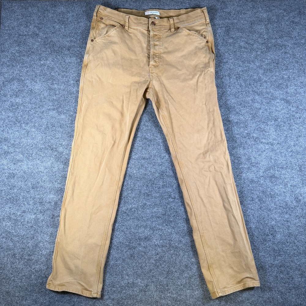 Topo Designs Men's Brown Casual Pants 36 Regular Flat Front Button Fly Pockets